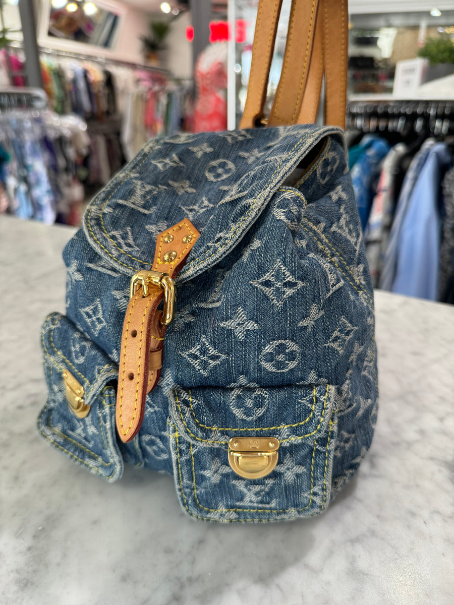 Backpack Sac Denim Louis Vuitton RARE Louis Vuitton Monogram Denim
