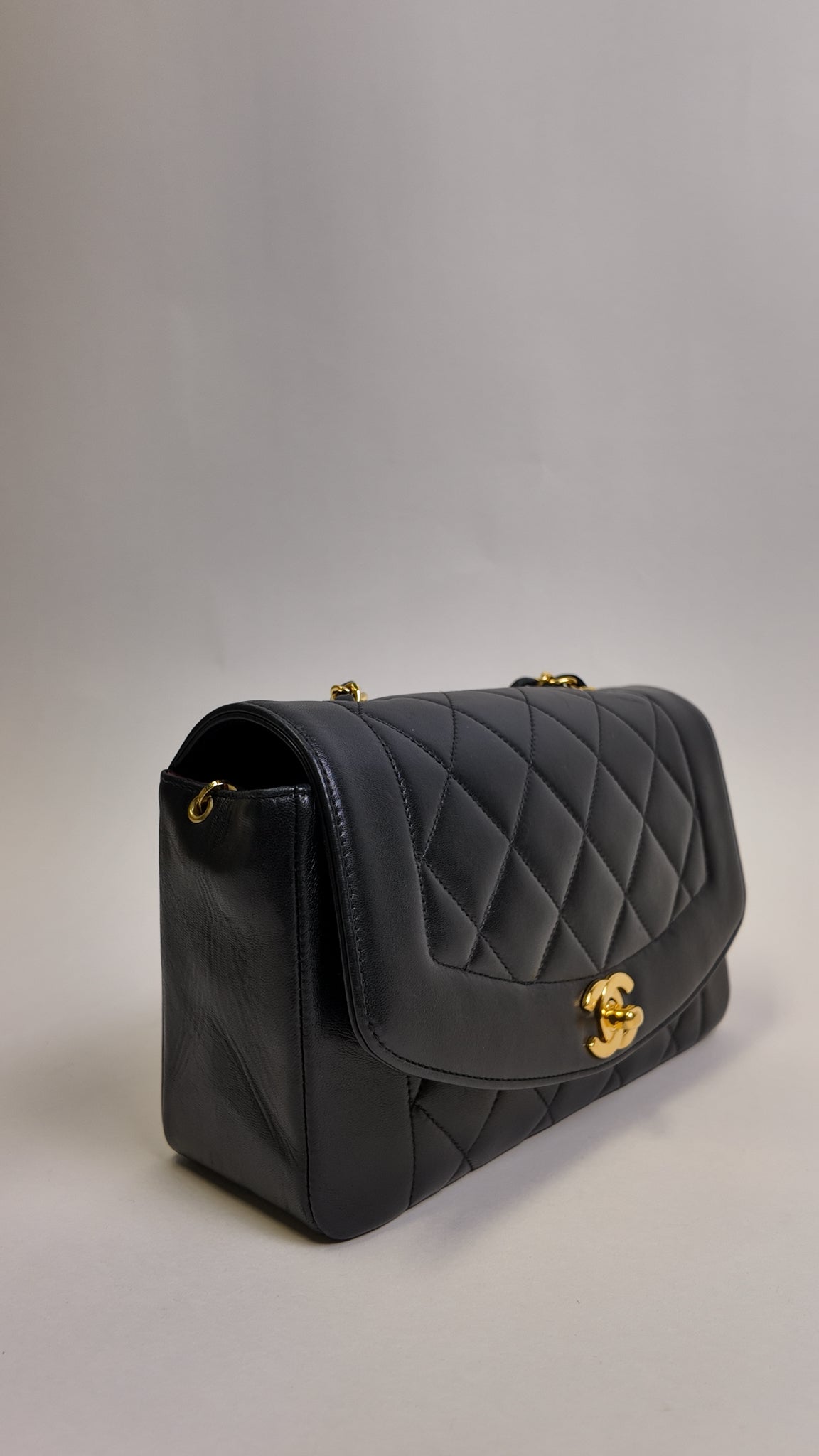 RARE LAMBSKIN SMALL DIANA FLAP BAG WITH 24K GOLD PLATED HW Chanel Handbag