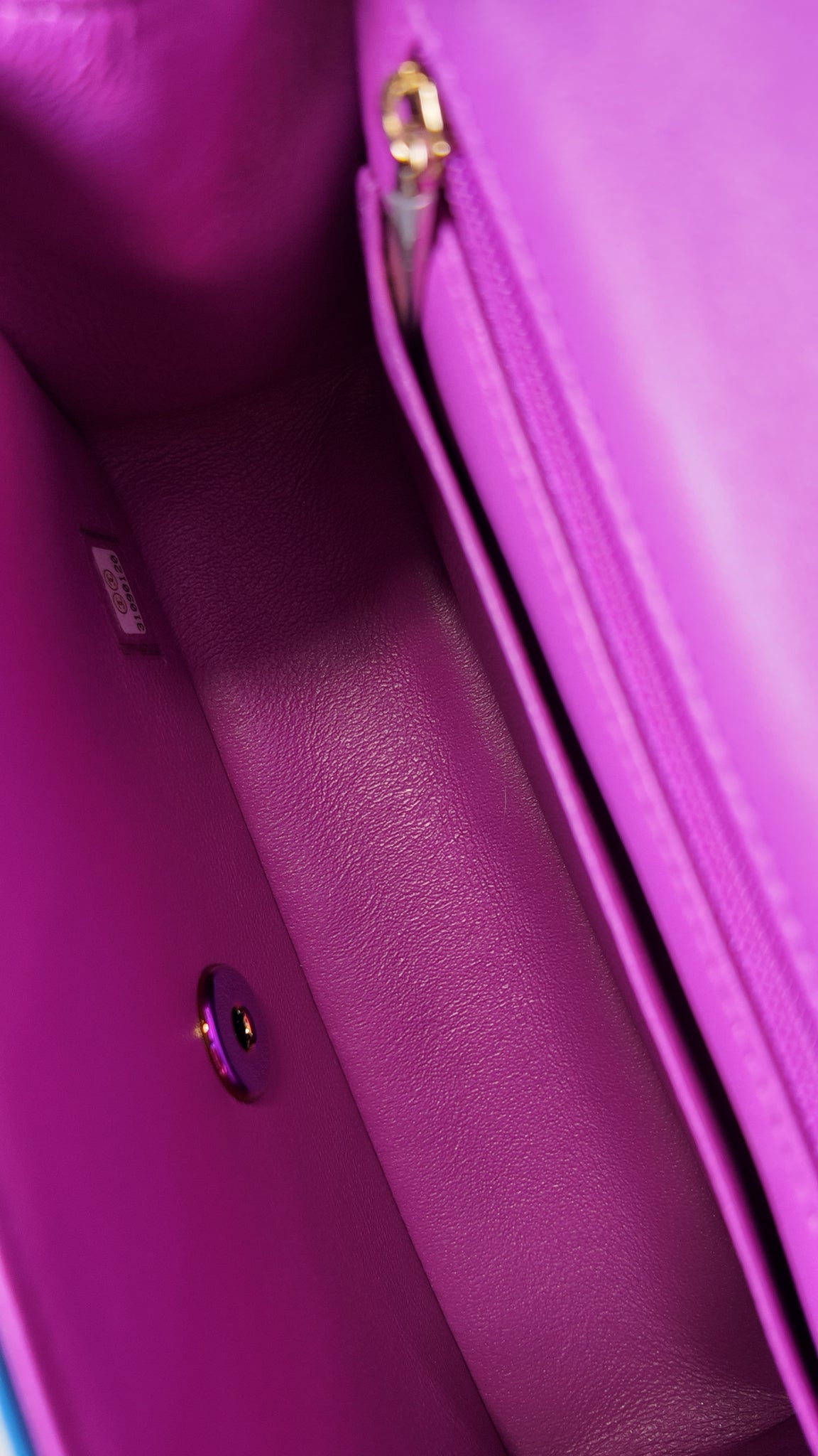 Dark Blue and Pink Quilted Lambskin Medium Classic Double Flap