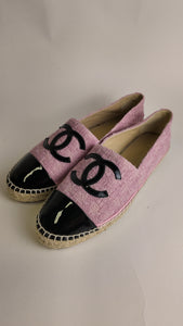 Interlocking CC Logo Leather Espadrilles Size 40