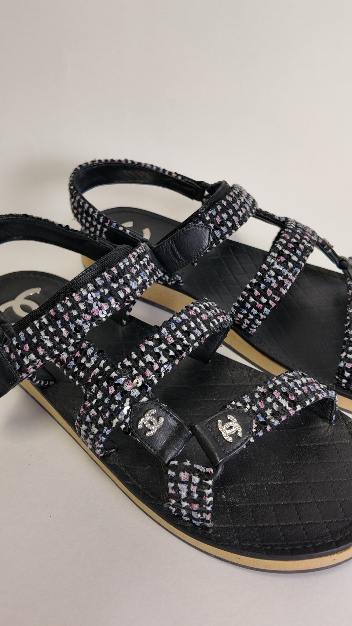 CHANEL 2023 SPRING TWEED DAD SANDALS
