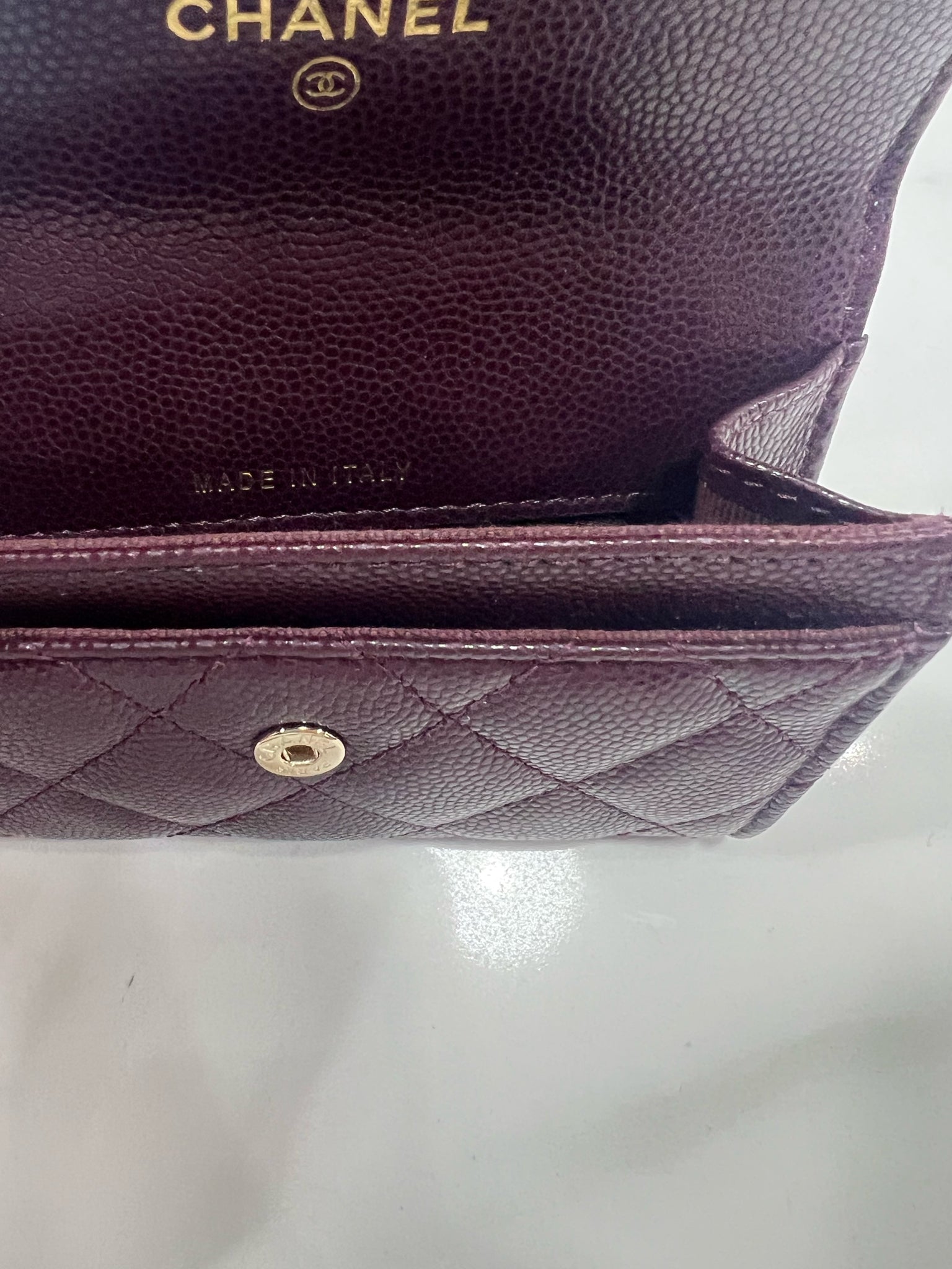 CHANEL CAVIAR QUILTED CRYSTAL CC FLAP CARD HOLDER