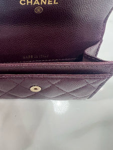 CHANEL CAVIAR QUILTED CRYSTAL CC FLAP CARD HOLDER