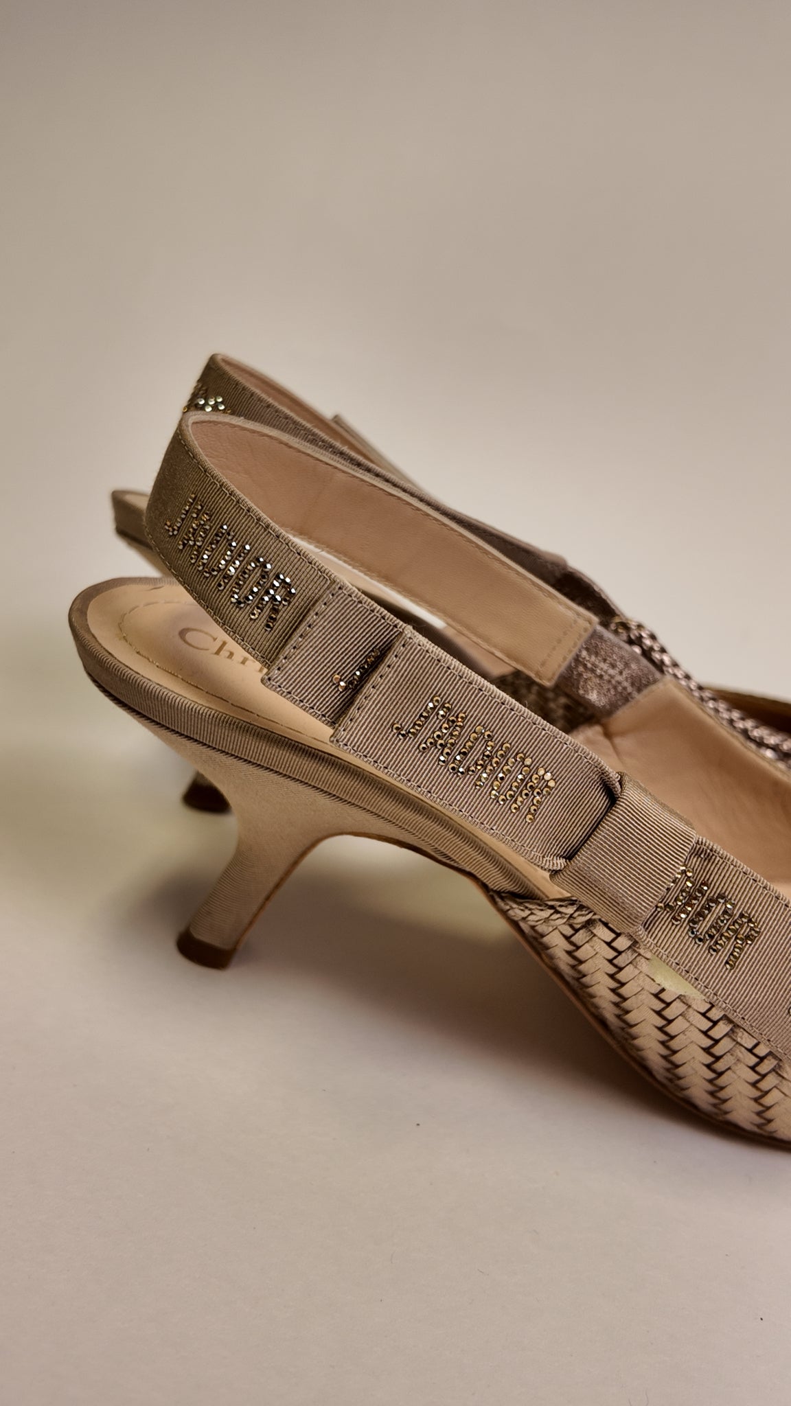 Christian Dior BOW ACCENT SLINGBACK W/ RHINESTONE "DIOR" 42 Shoes