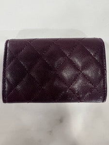 CHANEL CAVIAR QUILTED CRYSTAL CC FLAP CARD HOLDER