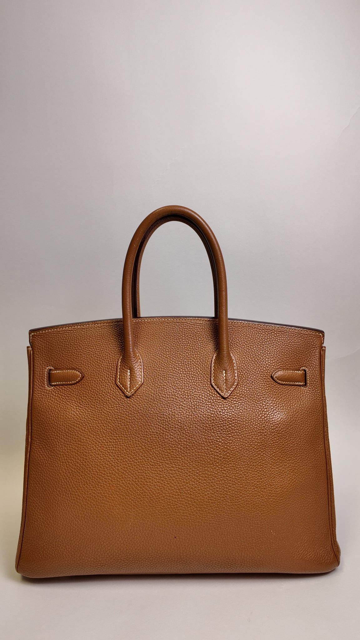 HERMES 35 GOLD BIRKIN WITH PALLADIUM HARDWARE