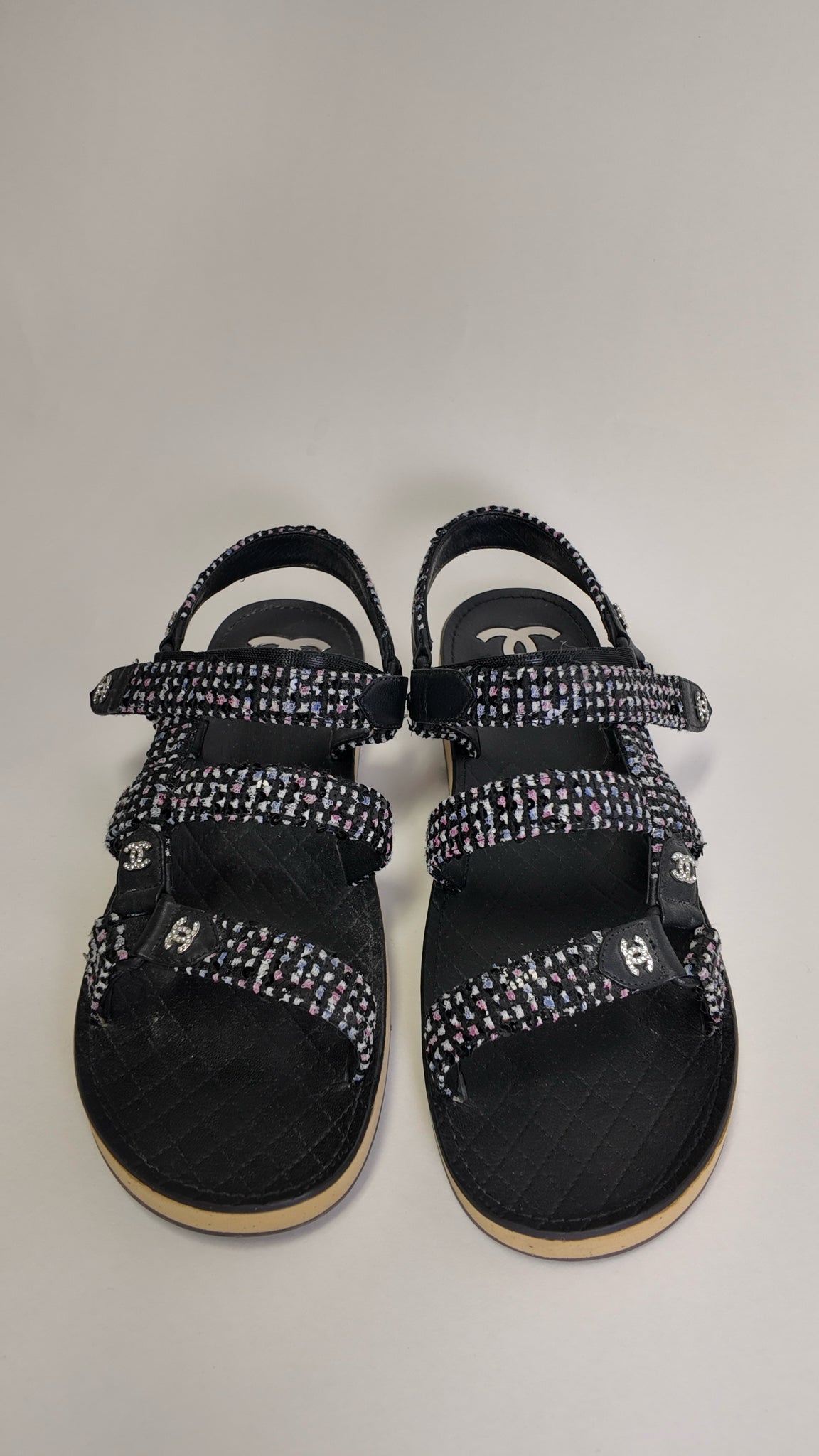 CHANEL 2023 SPRING TWEED DAD SANDALS
