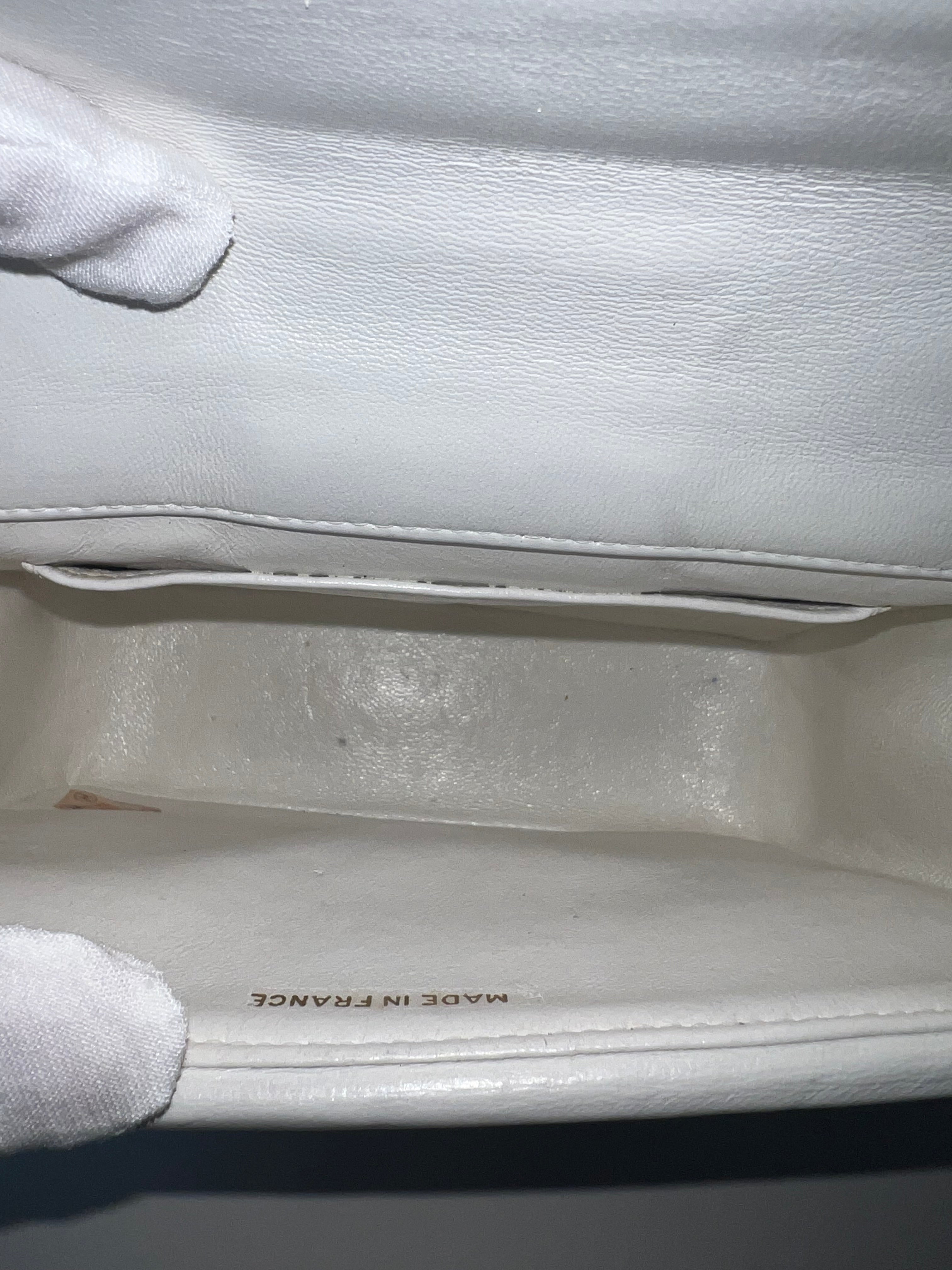 Chanel White Lambskin Mini Square Double Flap Bag