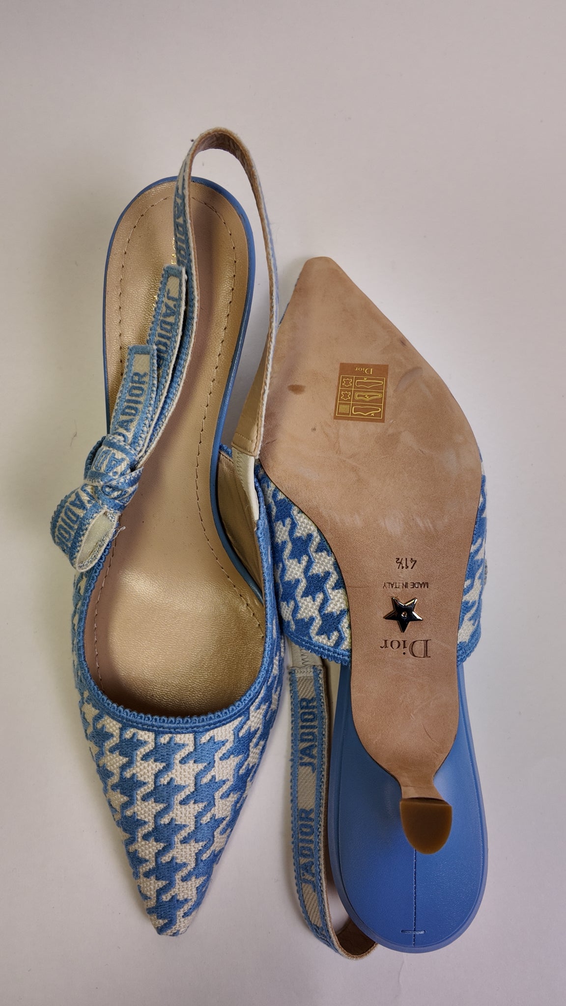 Christian Dior HOUNDSTOOTH BOW ACCENT SLINGBACK