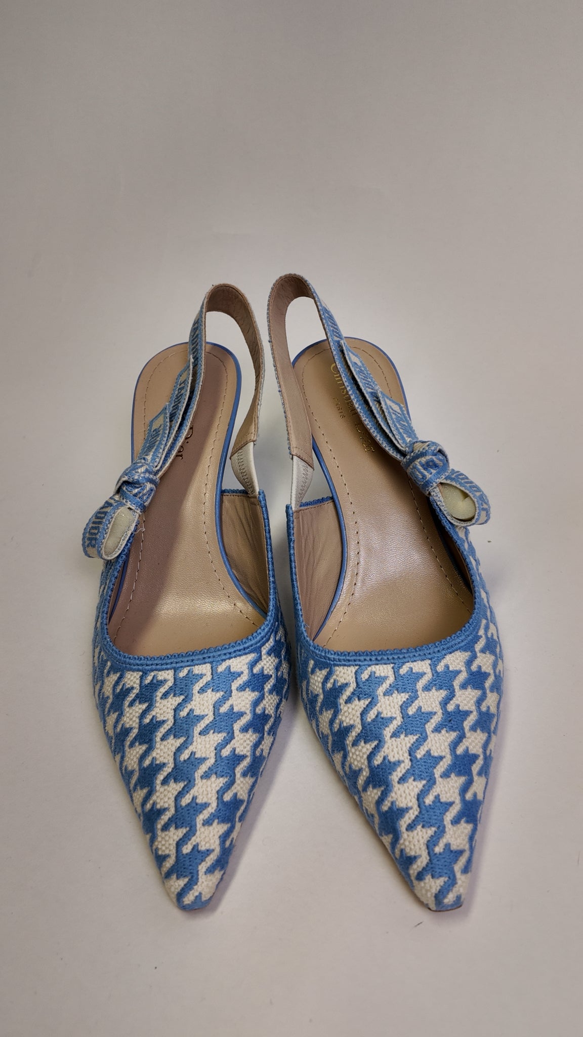 Christian Dior HOUNDSTOOTH BOW ACCENT SLINGBACK