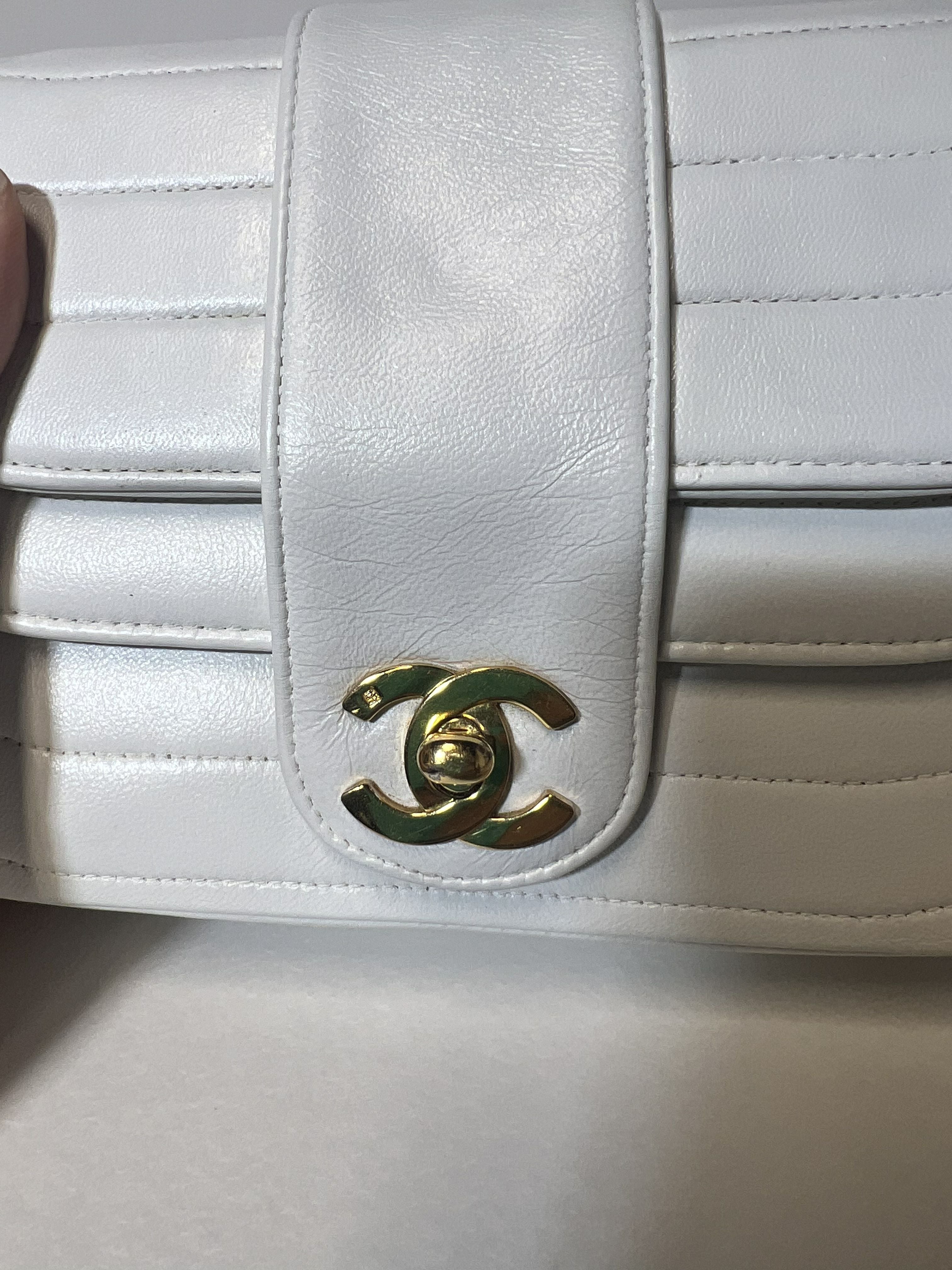 Chanel White Lambskin Mini Square Double Flap Bag