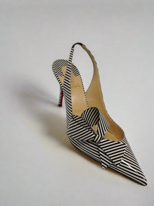 Christian Louboutin Clare Nodo 80 Patent Striped Pumps – Black & White (Size 38)
