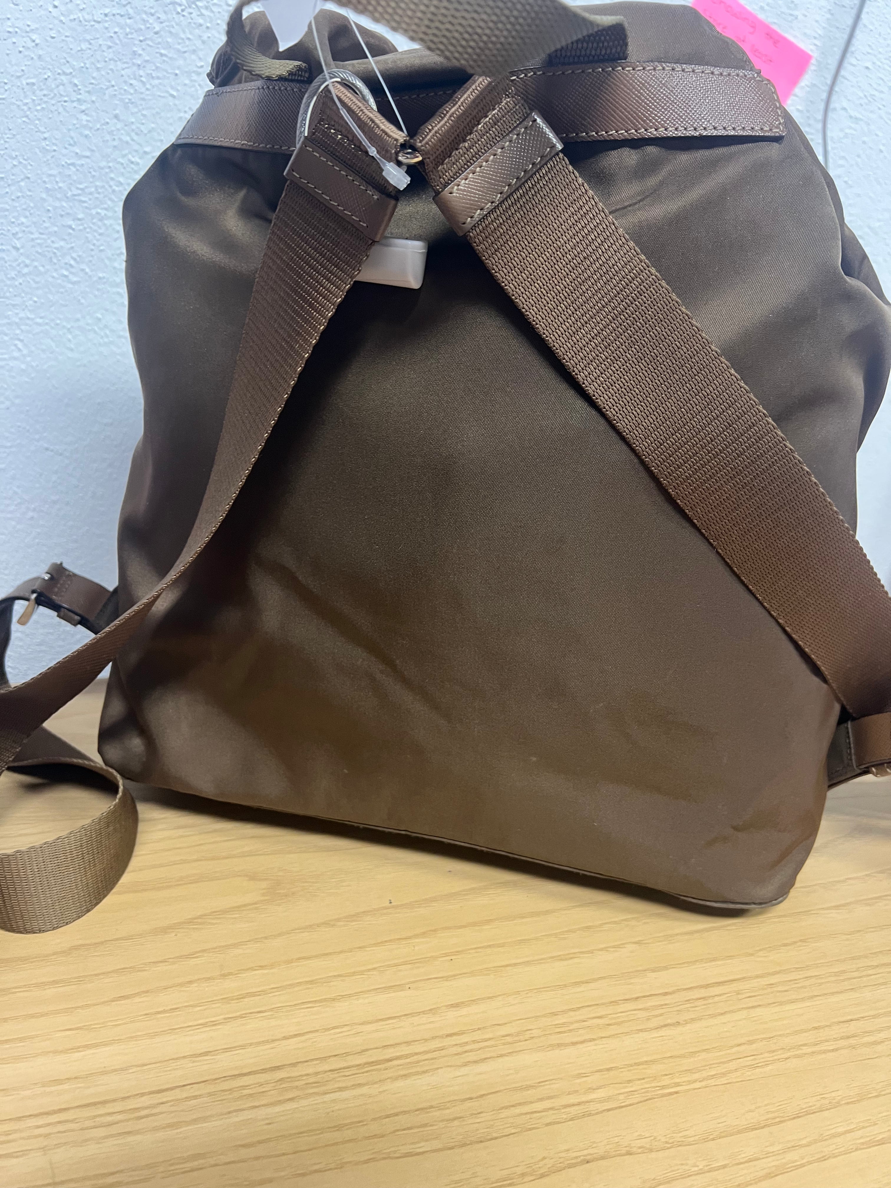 Prada Enameled Metal Triangle Backpack