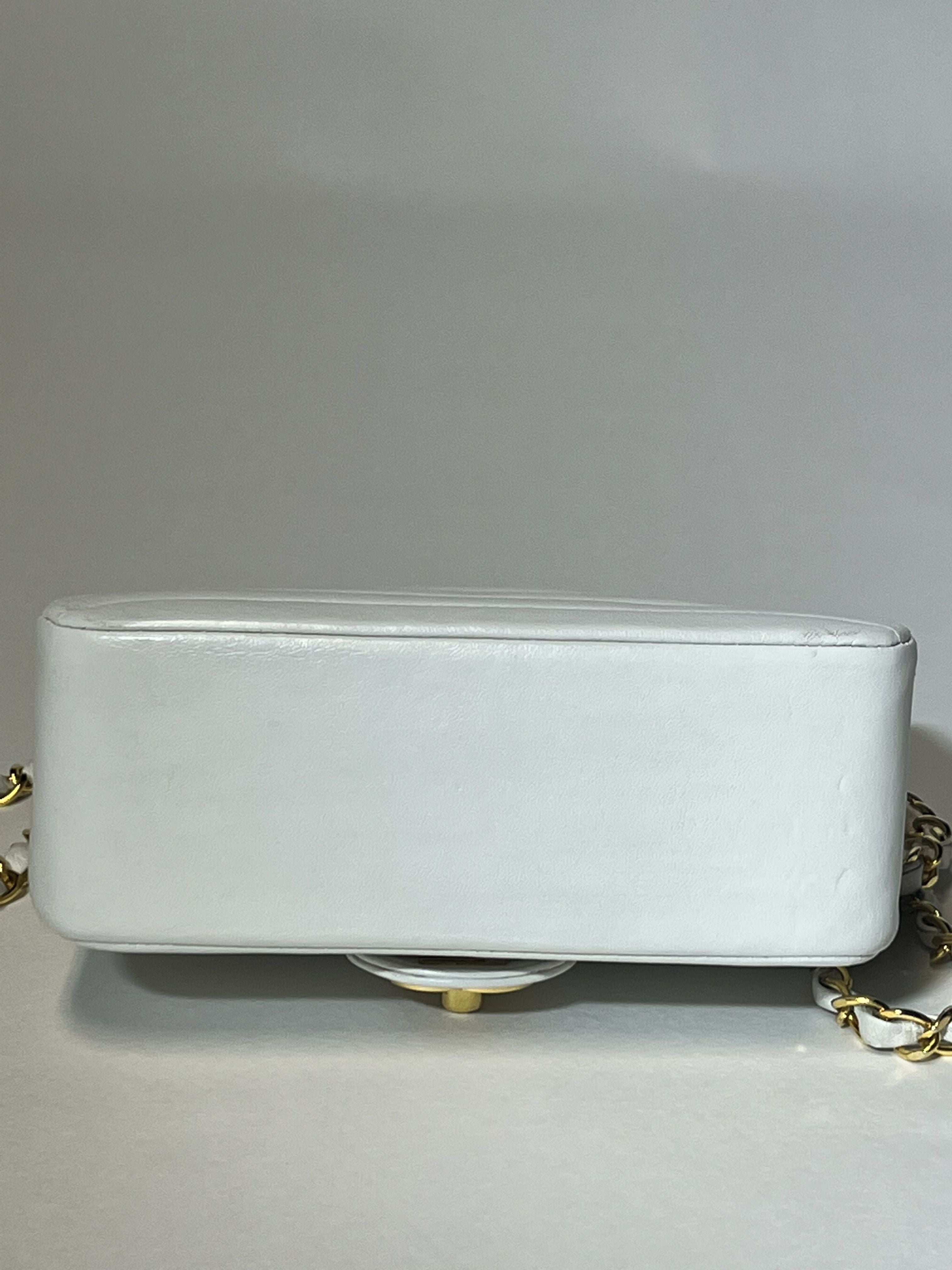 Chanel White Lambskin Mini Square Double Flap Bag