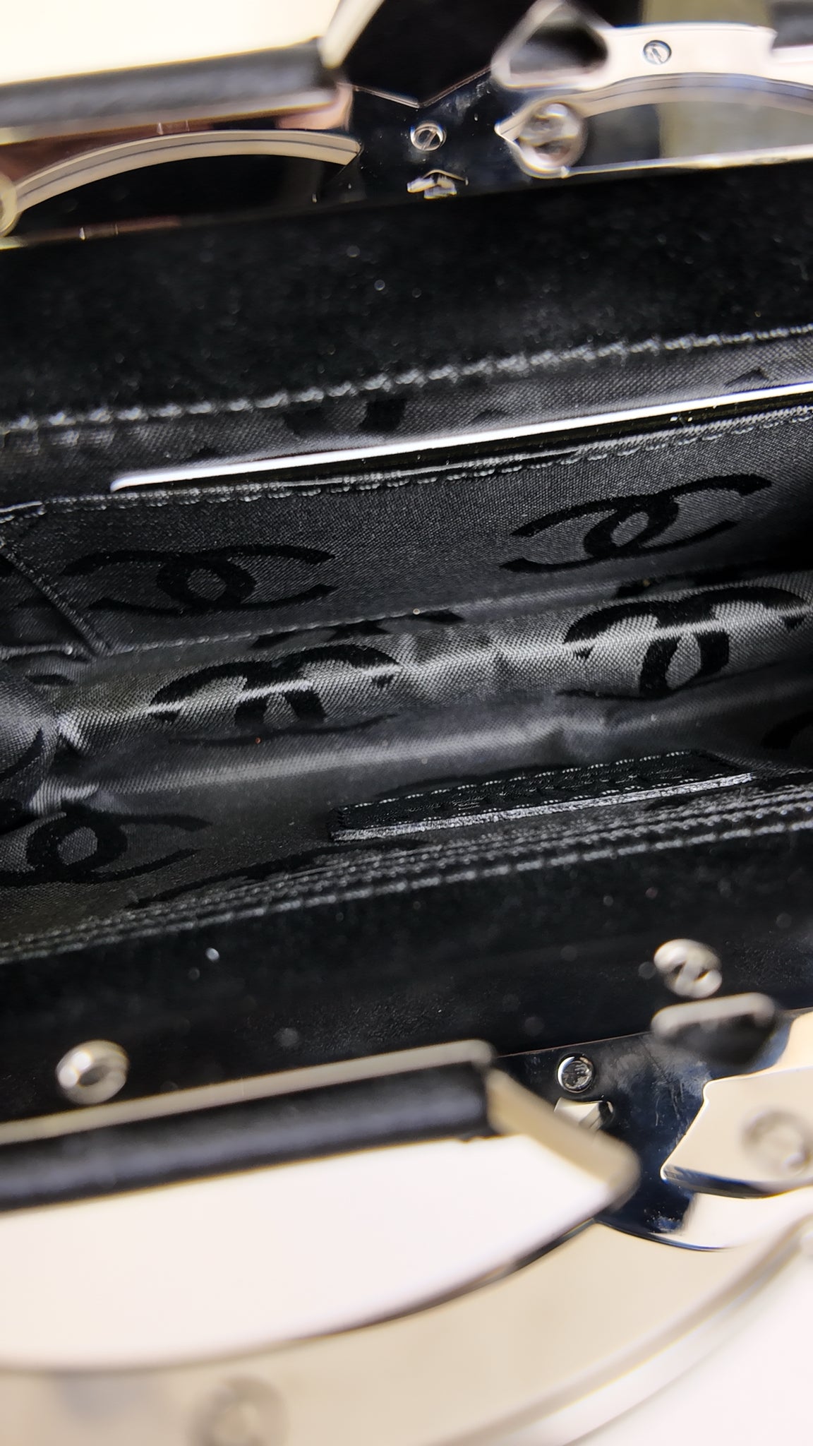 RARE 2004 SILK SATIN CLUTCH W/SILVER HW- AUTH. CARD