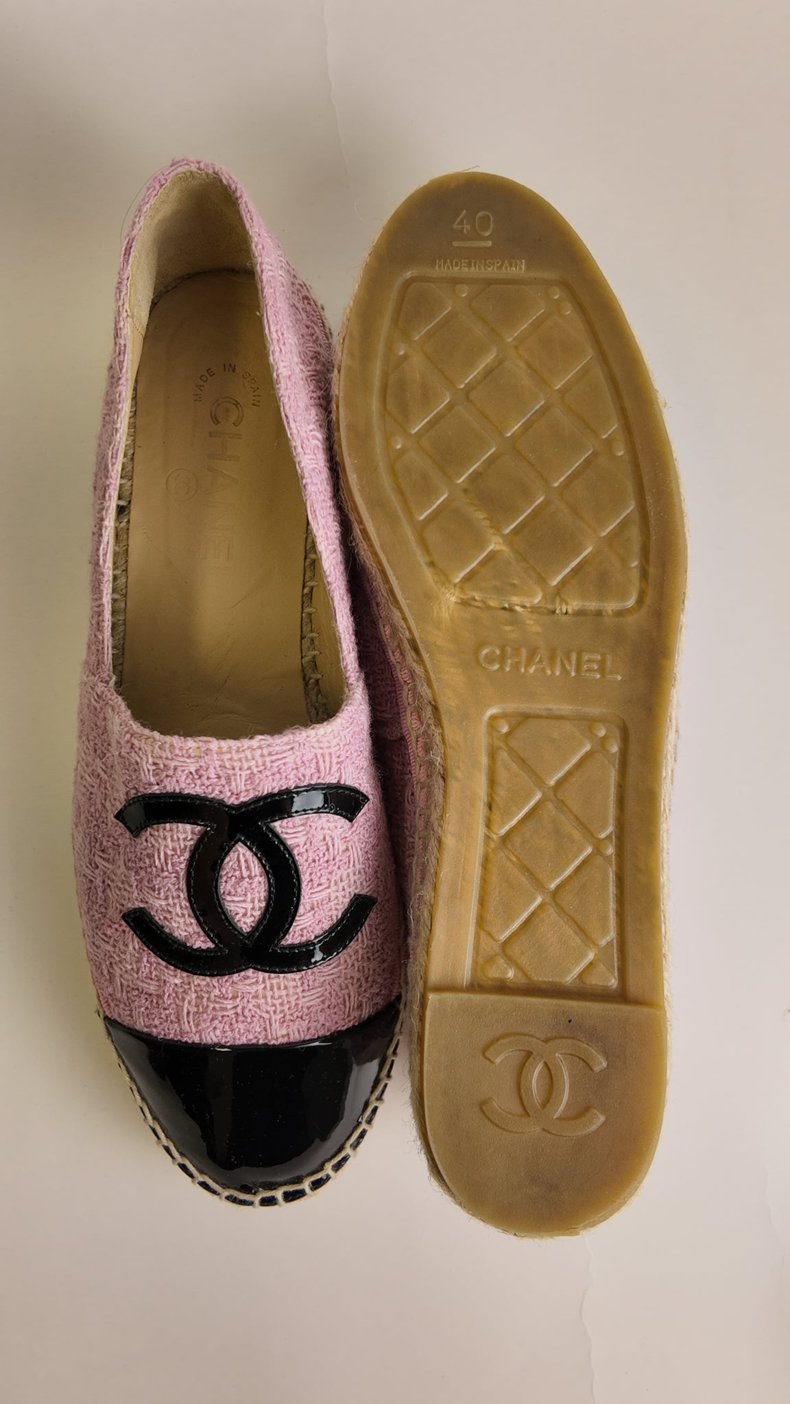 Interlocking CC Logo Leather Espadrilles Size 40