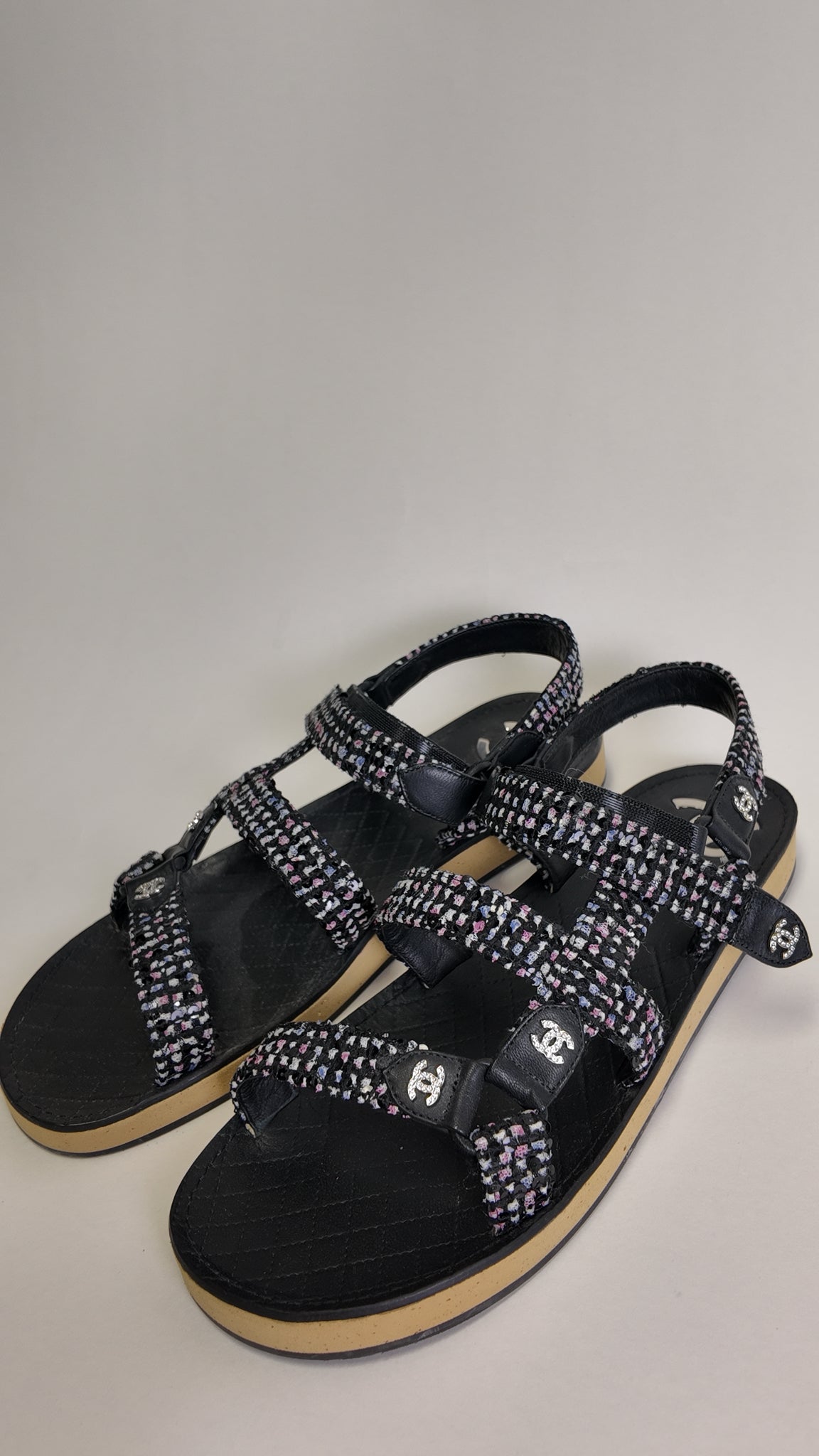 CHANEL 2023 SPRING TWEED DAD SANDALS