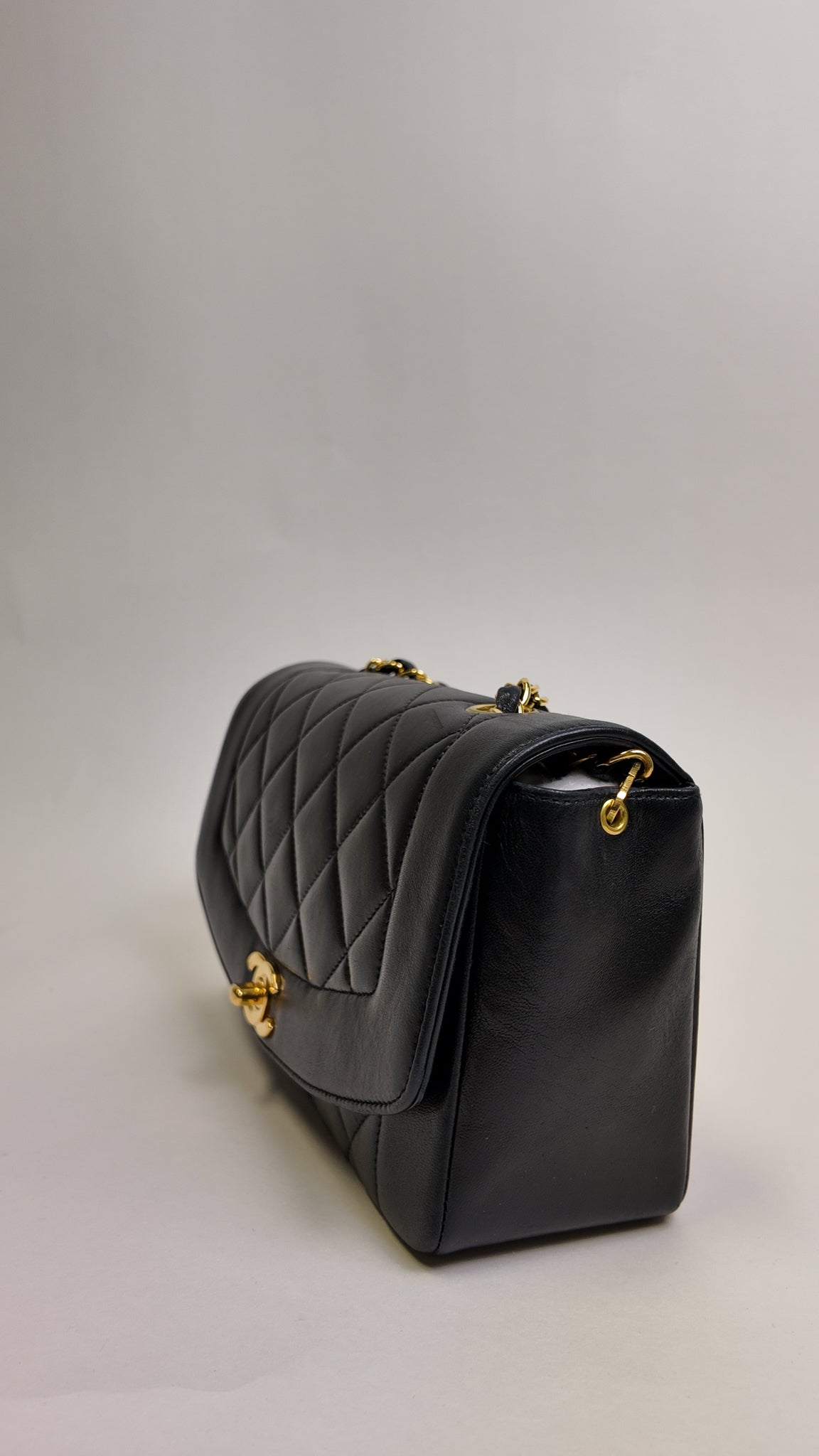 RARE LAMBSKIN SMALL DIANA FLAP BAG WITH 24K GOLD PLATED HW Chanel Handbag