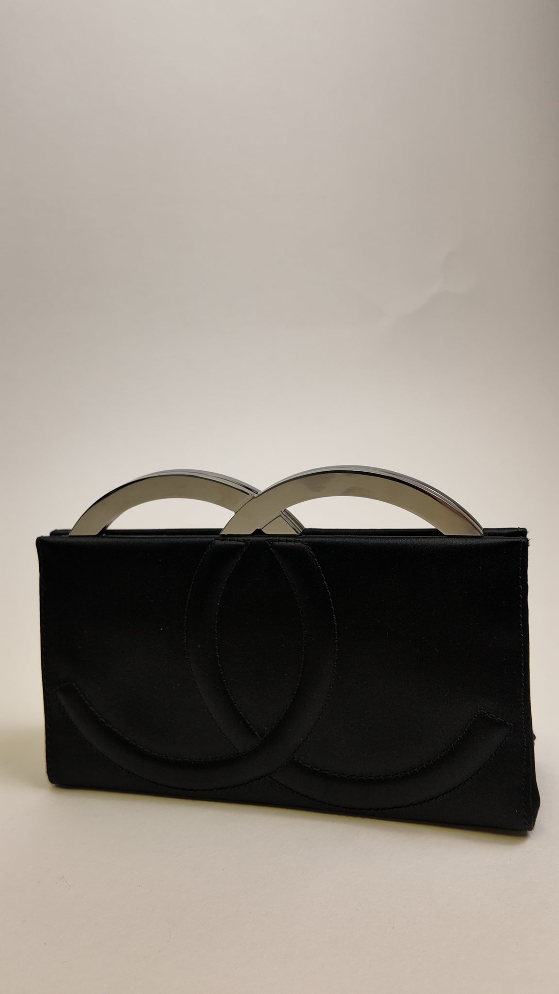 RARE 2004 SILK SATIN CLUTCH W/SILVER HW- AUTH. CARD