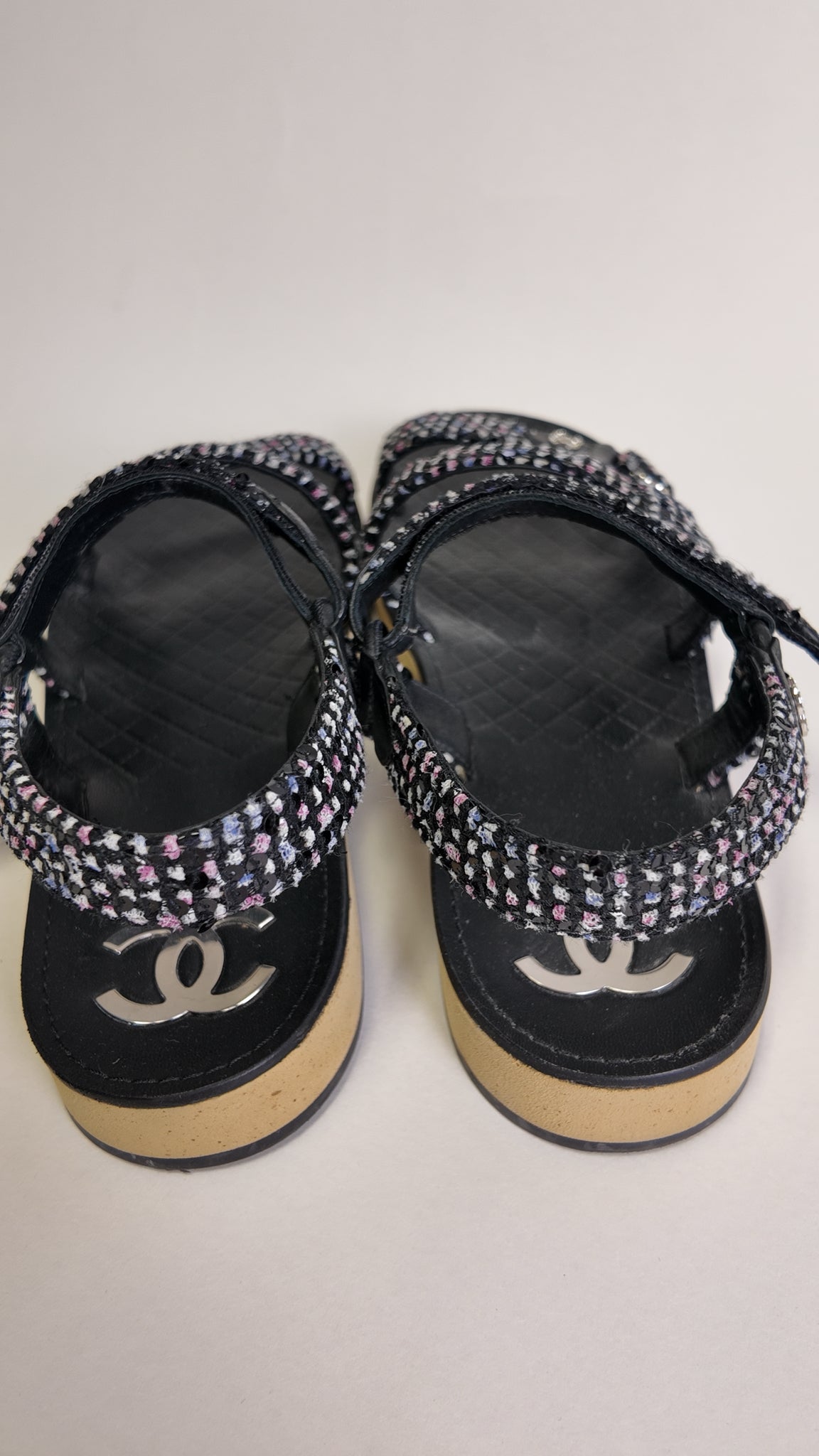 CHANEL 2023 SPRING TWEED DAD SANDALS