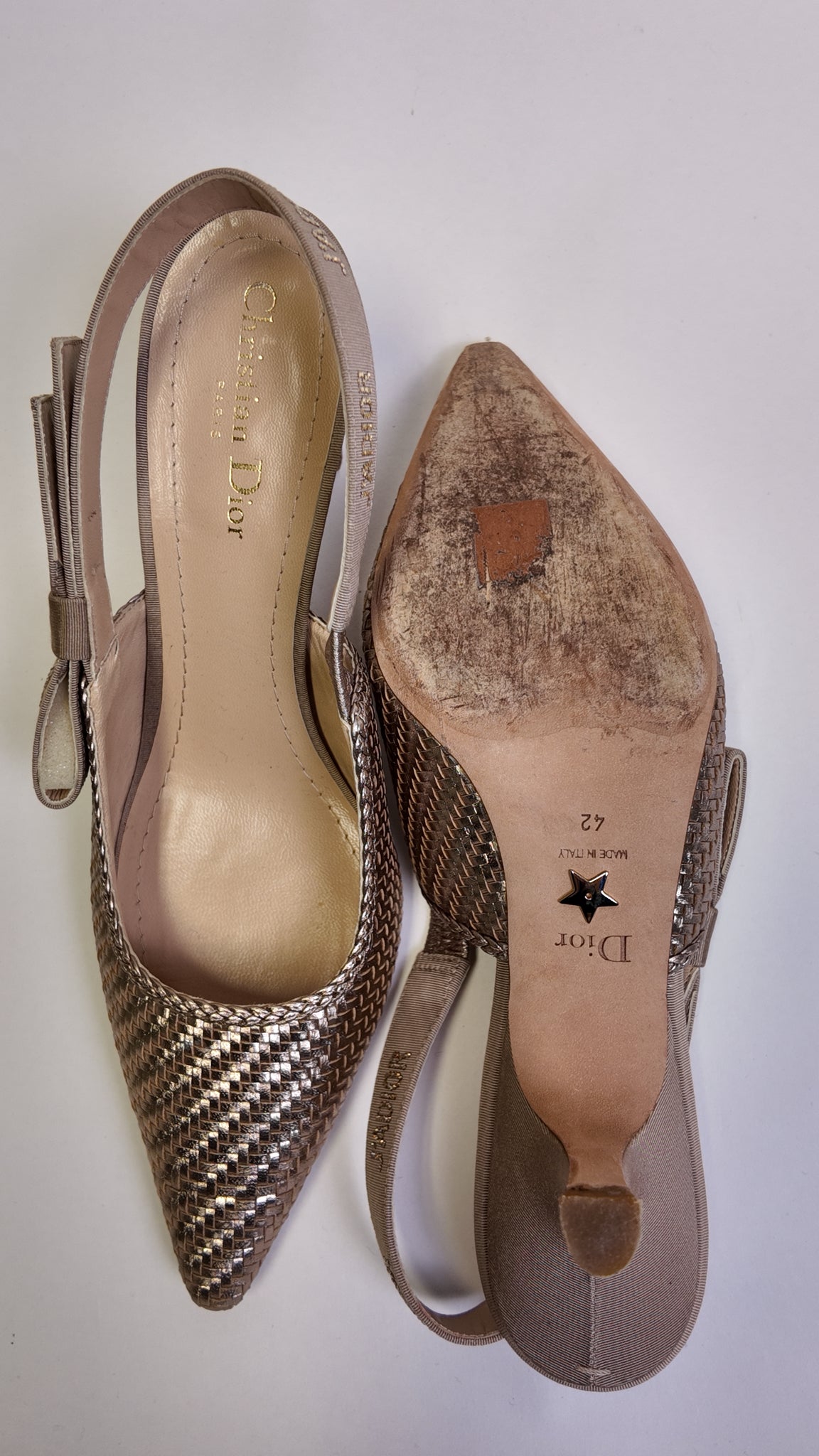 Christian Dior BOW ACCENT SLINGBACK W/ RHINESTONE "DIOR" 42 Shoes