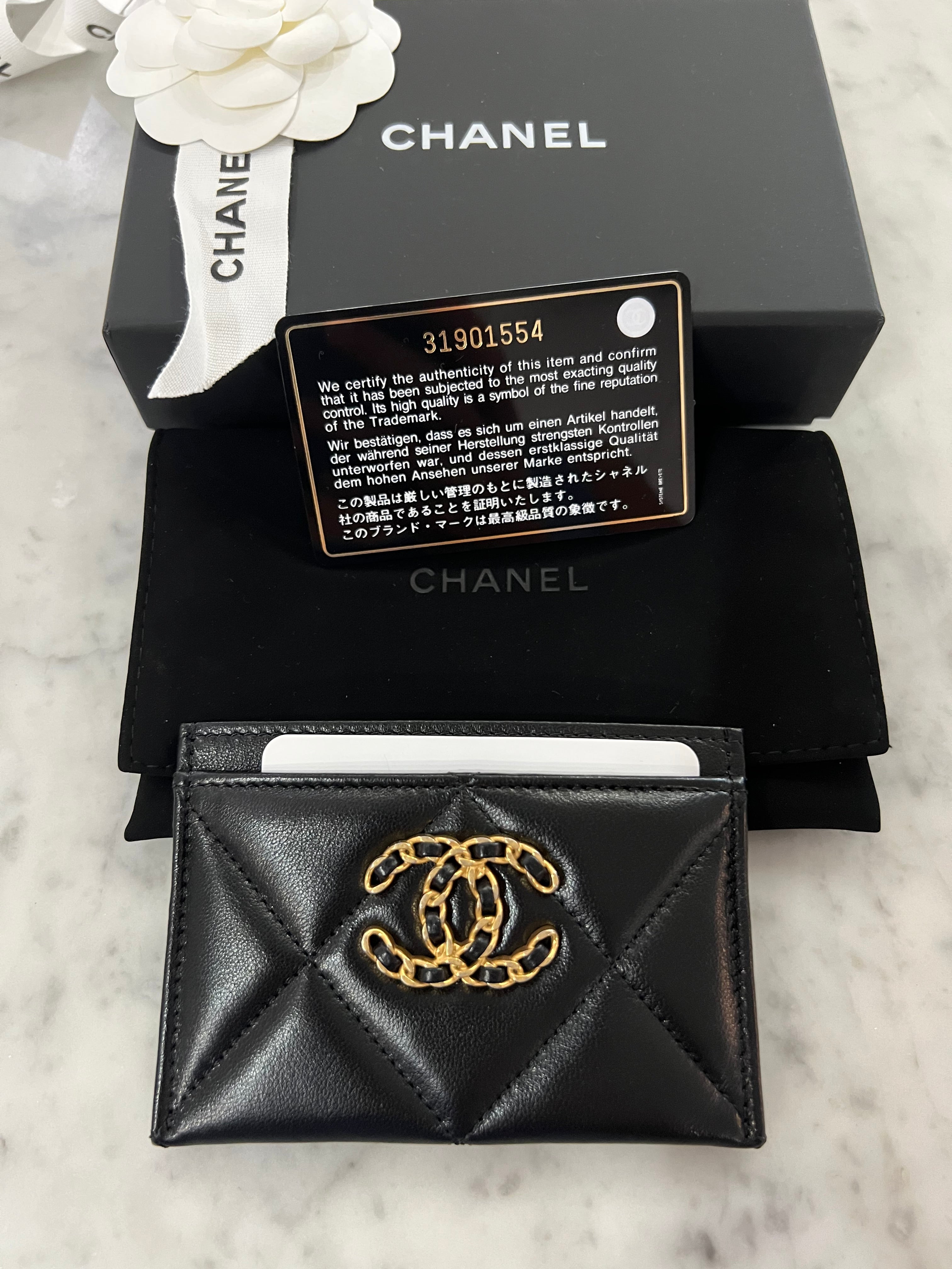 chanel flower card holders