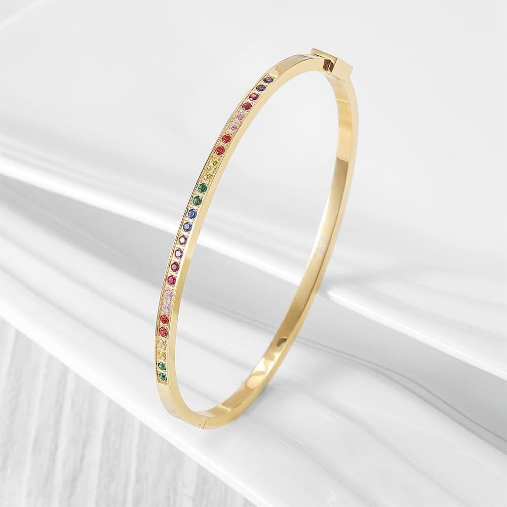 Multicolor Thin Pavé Bangle