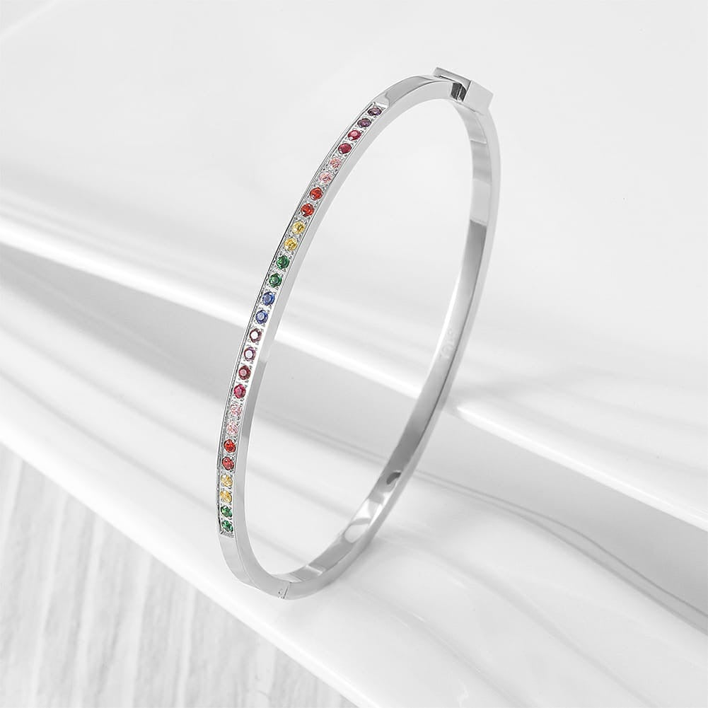 Multicolor Thin Pavé Bangle