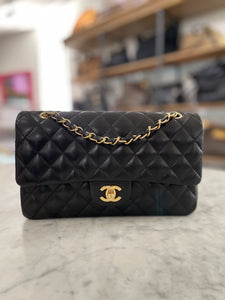 CHANEL Lambskin Quilted Medium Double Flap Black 1201454