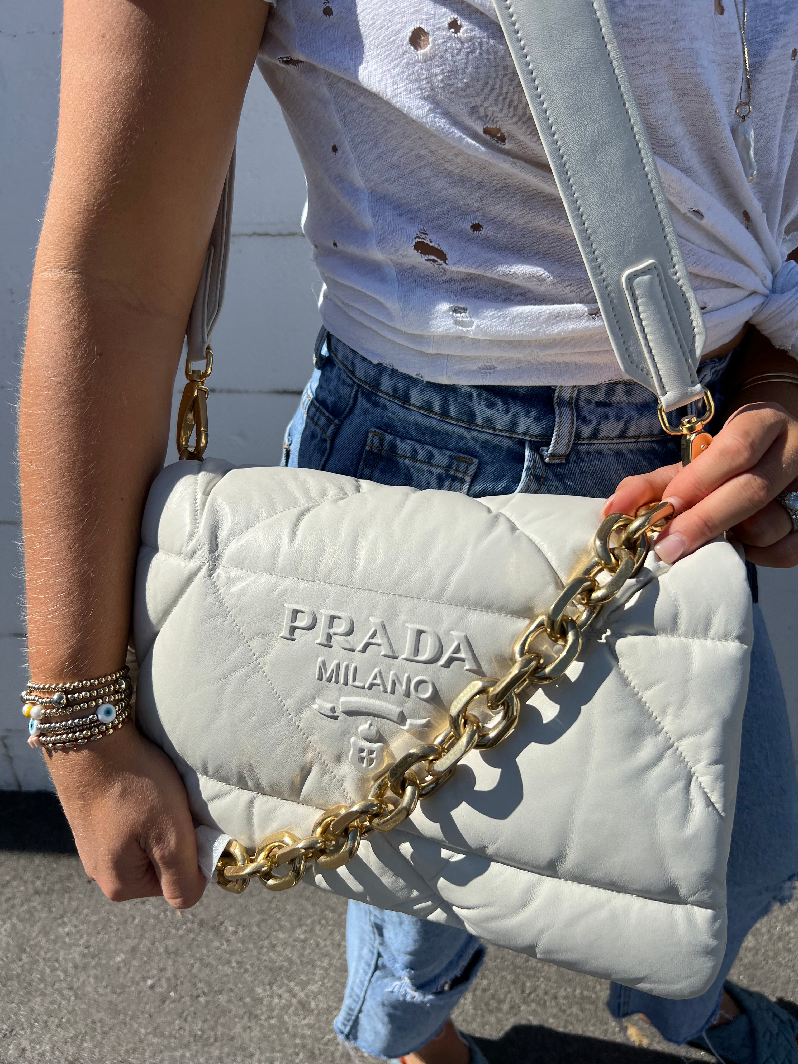 Prada City Chain Bag in Leather and Nylon