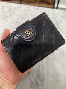 Vintage Chanel Quilted Trifold Wallet Made in France. 