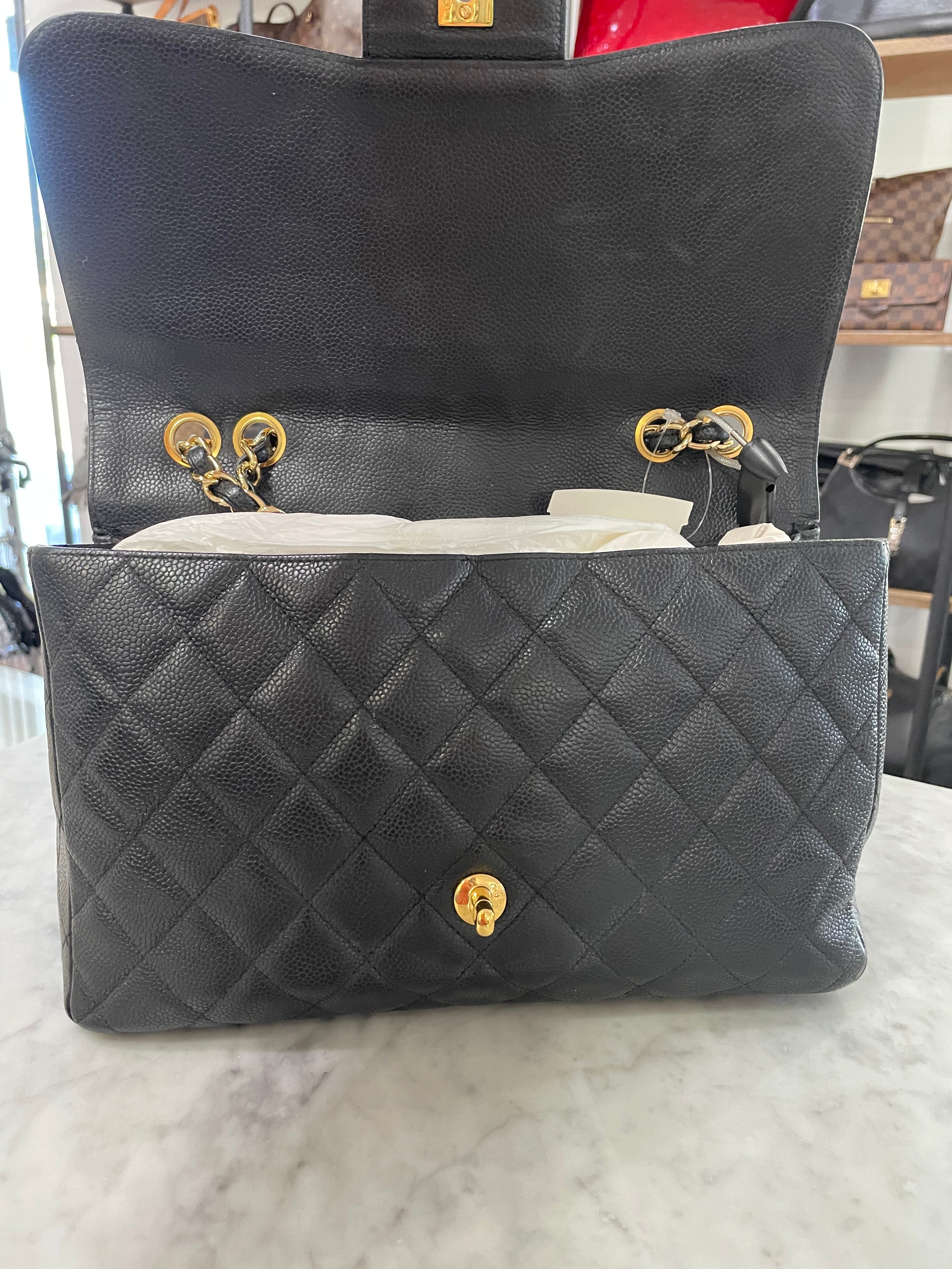 Chanel // Burgundy Caviar Classic Jumbo Single Flap Bag – VSP Consignment