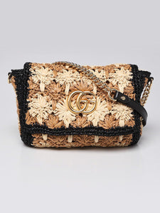 Gucci Small Marmont Raffia Shoulder Bag