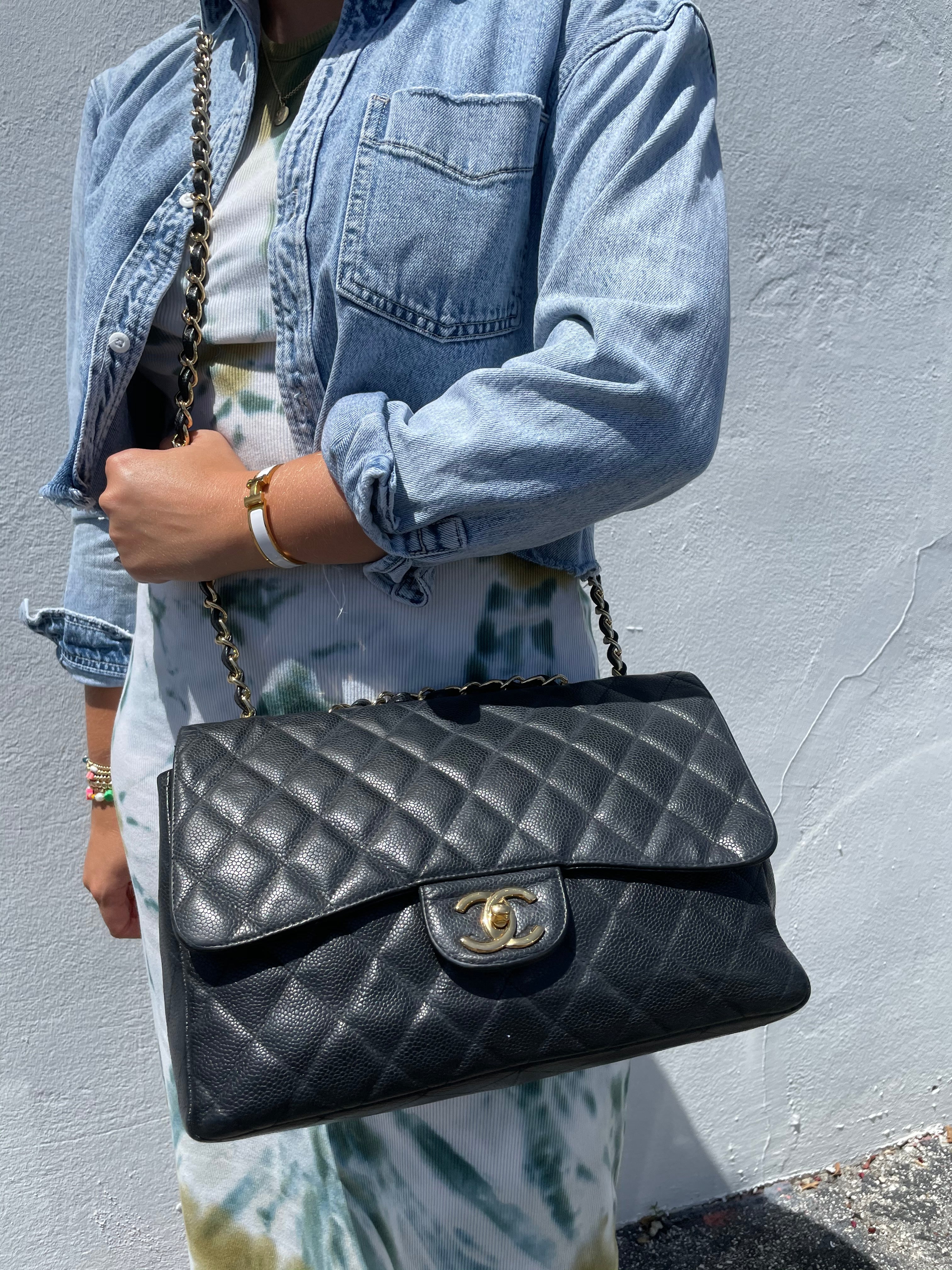 Outfit with Vintage Chanel Jumbo Flap Bag