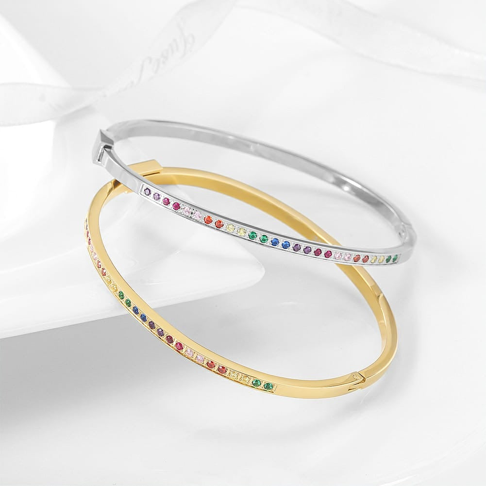 Multicolor Thin Pavé Bangle