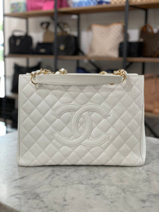 Chanel White Caviar GST with Gold Hardware