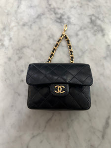 chanel belt bag white black