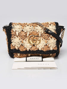Gucci Small Marmont Raffia Shoulder Bag